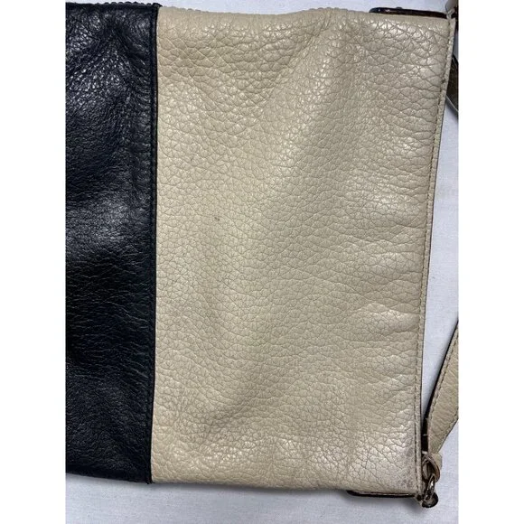 Kate Spade Two-Tone Pebbled Leather Crossbody Bag Adjustable Strap Cream & Black - Picture 10 of 12